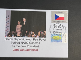 (1 Oø 43) Czech Republic Elect New President - With UN Czech Republic Flag Stamp - Petr Pavel - Sonstige & Ohne Zuordnung