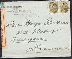 Romania 1910 King Carol I Royalty Registered Letter Tipografiate Cover Denmark - Otros & Sin Clasificación