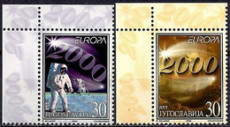 Yougoslavie 2000 Europe Espace Astronaute Sur Lune Vue De Bethléem 2v MNH - Altri & Non Classificati