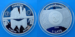 LATVIA 1 L 2005 ARGENTO PROOF ROVINE DI KOKNESE CASTLE SOLE E LUNA PESO 31,47g. TITOLO 0,925. CONSERVAZIONE FONDO SPECCH - Letland