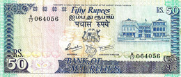 MAURITIUS 50 RUPEES BLUE BUILDING FRONT DEER ANIMAL BACK ND(1986) VF P.37a READ DESCRIPTION !! - Maurice