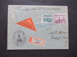 CSSR 27.9.1939 Protektorat Mitläufer Böhmen Und Mähren Einschreiben Dobirka Remboursement Pribram - Prag - Lettres & Documents