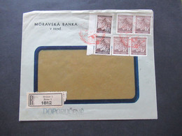 1941 Protektorat Böhmen Und Mähren Freimarken  Einschreiben Brünn 1 Rückseitig Vignette Moravska Banka - Briefe U. Dokumente