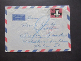 BRD 1959 Roter Stempel Nachgebühr Mi.Nr.313 EF Mit Luftpost Göttingen - Berlin Soandau / Blaustift 8 Nachporto 8 PF - Briefe U. Dokumente