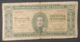 Uruguay – Billete Banknote De Cincuenta Centésimos (0,50 Pesos) Moneda Nacional – Ley De 1939 – Serie N - Uruguay