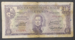 Uruguay – Billete Banknote De 10 Pesos Moneda Nacional – Ley De 1939 – Serie D - Uruguay