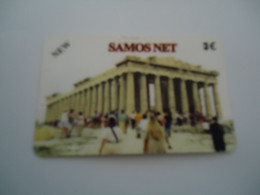 GREECE USED PREPAID CARDS  SAMOS NET  PARTHENON - Grèce