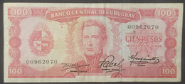 Uruguay – Billete Banknote De 100 Pesos Moneda Nacional – Serie A – Año 1967 - Uruguay