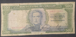 Uruguay – Billete Banknote De 500 Pesos Moneda Nacional – Serie A – Año 1967 - Uruguay
