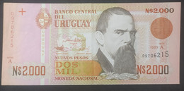 Uruguay – Billete Banknote N$ 2.000 – Serie A – Ley N” 14.316 – Año 1989 - Uruguay