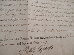 Pièce Signée ANTOINE RABY DE LA  PONTE 23/06/1731 Franc Fief L.Mathieu/Champoléon  Reçu Veynes Hautes Alpes - Altri & Non Classificati