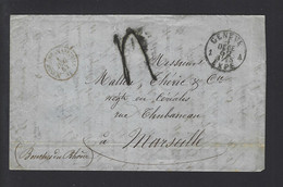 Lettre Entrée SUISSE AMB Marseille 1862 De Geneve - Maritieme Post