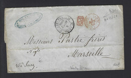 Lettre Entrée Maritime Colonie Par Suez Lettre De Saint Denis Reunion 1864 - Schiffspost