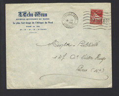 Lettre De Oran Algerie  MARSEILLE Gare Paquebot 1934 - Maritime Post