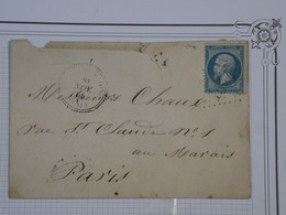 BN4 FRANCE  BELLE  LETTRE 1865 A PARIS +N°22 + C. PERLé +AFFRANCH. INTERESSANT - 1862 Napoleon III