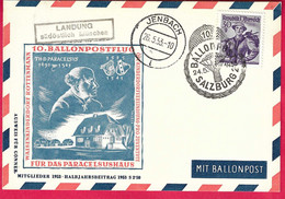 AUSTRIA - 1953  - 10° BALLONPOST - SALZBURG *24.5.53* TO JENBACH - ON OFFICIAL CARD - Par Ballon