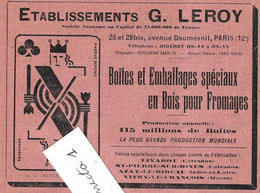 1934 P 40 A B/ Pub Fromage Lait / Boîtes Bois Fromages ( Illustr Carte à Jouer) / VIRY à Rochesson 88 / DOC Argenton 72 - Landbouw
