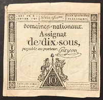 Francia France Assignat De 10 SOUS 1792  L Lotto.4351 - ...-1889 Tijdens De XIXde In Omloop