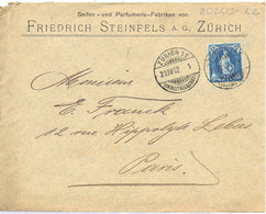 SUISSE SEIFEN - UND PARFUMERIE-FABRIKEN VON FRIEDRICH STEINFEL A. G., ZÜRICH 11 (INDUSTRIEQUART) TàD 21.IV.02 1902 - Covers & Documents