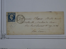 BN4  FRANCE BELLE   LETTRE 1859 CHALONS A  BELLEVILLE PARIS  + NAP. N°14 +.  +AFFRANCH. INTERESSANT - 1853-1860 Napoléon III.