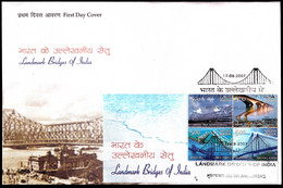 LANDMARK BRIDGES OF INDIA- COMPLETE SET ON LARGE FDC-ERROR- VARIETY-INDIA-2007-BX3-45 - Bridges