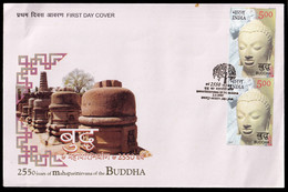 BUDDHISM-2550 YEARS OF MAHAPARINIRVANA OF BUDDHA- PAIR ON LARGE FDC-INDIA-2007-BX3-45 - Bouddhisme