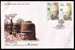 BUDDHISM-2550 YEARS OF MAHAPARINIRVANA OF BUDDHA- PAIR ON LARGE FDC-INDIA-2007-BX3-45 - Bouddhisme