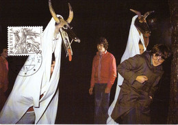 CM Suisse 1984 Cultures Costumes Folkloriques Schnabelgeissen Ottenbach Masques - Disfraces