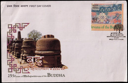 BUDDHISM-2550 YEARS OF MAHAPARINIRVANA OF BUDDHA-LARGE FDC-INDIA-2007-BX3-45 - Bouddhisme