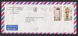 Egypt: Airmail Cover To Netherlands, 1990, 2 Stamps, Statue, Ancient History, Heritage (traces Of Use) - Brieven En Documenten