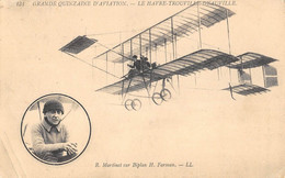 CPA 14 QUINZAINE D'AVIATION LE HAVRE TROUVILLE DEAUVILLE R.MARTINET SUR BIPLAN FARMAN - Trouville