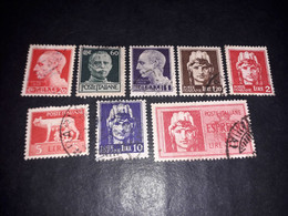 05AL21 REGNO D'ITALIA 1945 TIPI SERIE IMPERIALE SENZA FASCI 8 VALORI "XO" - Used