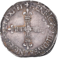 Monnaie, France, Henri III, 1/4 D'écu à La Croix De Face, 1581, Nantes, TTB - 1574-1589 Henry III