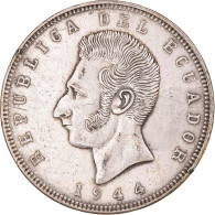 Monnaie, Équateur, Antonio José De Sucre, 5 Sucres, 1944, Mexico, TTB+ - Ecuador