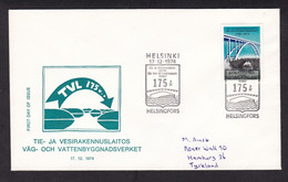 Finland: FDC First Day Cover To Germany, 1974, 1 Stamp, Bridge, Infrastructure (very Minor Crease) - Covers & Documents
