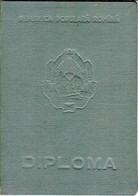 Romania, 1962, Vintage Graduation Certificate / Diploma - 3-Year Pedagogical Institute, Bucuresti - Diploma & School Reports