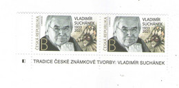 Year Republic 2023 - Creator Czech And Czechoslovak Stamps  V. Suchanek,  2 Samestamps With Text In Edge - Unused Stamps