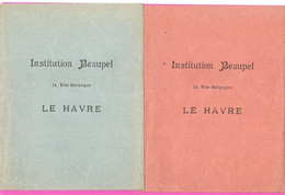 Lot 2 Petits Protège Feuilles De L'Institution Beaupel Rue Béranger Au Havre Ca. 1900 - Book Covers