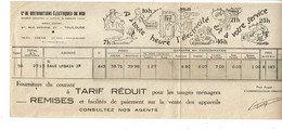Facture Compagnie De Distributions électriques Du Midi Toulouse CAJARC 1937 électricité Illustrée ALTUROT - 1900 – 1949