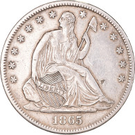 Monnaie, États-Unis, Seated Liberty Half Dollar, 1865, U.S. Mint, San - 1839-1891: Seated Liberty (Liberté Assise)