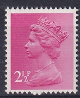 GRAN BRETAGNA  1971 2 1/2 P MAGENTA BC  SG X851 MNH - Unused Stamps