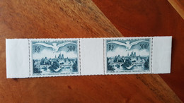 Poste Aérienne Numero 20 ,  500 Francs Paris 1947 , UPU , Paire Avec Pont Central , Tres Bon , Cote 120 Euros - 1927-1959 Neufs