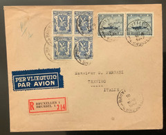 BELGIO - COVER BUSTA PAR AVION REGISTERED FROM BRUXELLES 10/4/47 TO TREVISO ITALY - Lettres & Documents