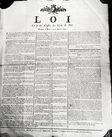 AFFICHE/Placard REVOLUTION Du 7 Janvier 1791. < LOI SUR LES CLASSES DES GENS DE MER (Marine) - Affiches