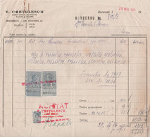 Bucuresti - V. Cretulescu - Borderou - Stamps Perfins VC - Stamps Fondul Aviatiei, Fiscal, Bursa De Valori Bucuresti - Other & Unclassified