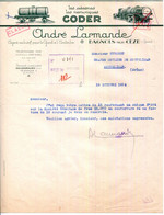 FACTURE.30.GARD.BAGNOLS SUR CEZE.ANDRE LARMANDE AGENT DES CITERNES ET REMORQUES " CODER " - Transport