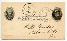 United States 1905 Scott UX18 Postal Card VanBuren & Bangor RPO To Island Falls, Maine - 1901-20