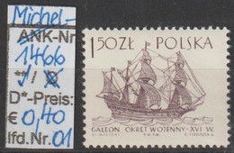 1964 - POLEN - SM A.Satz "Segelschiffe - Galeone" 1,50 Zl Violettpurpur - ** Postfrisch - S.Scan (pl 1466 01-02) - Unused Stamps