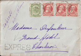 BELGIQUE - 1907 - ENVELOPPE EXPRES !! De PERUWELZ CACHET OCTOGONAL ! => CHARLEROI - 1905 Barba Grossa