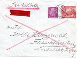56622 - Deutsches Reich - 1939 - 40Pfg Hindenburg MiF A EilBf AUGSBURG -> FRANKFURT - Lettres & Documents